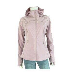 Lululemon Mist Over Windbreaker Womens sz 8 Pink Taupe Zip Hooded Jacket Running